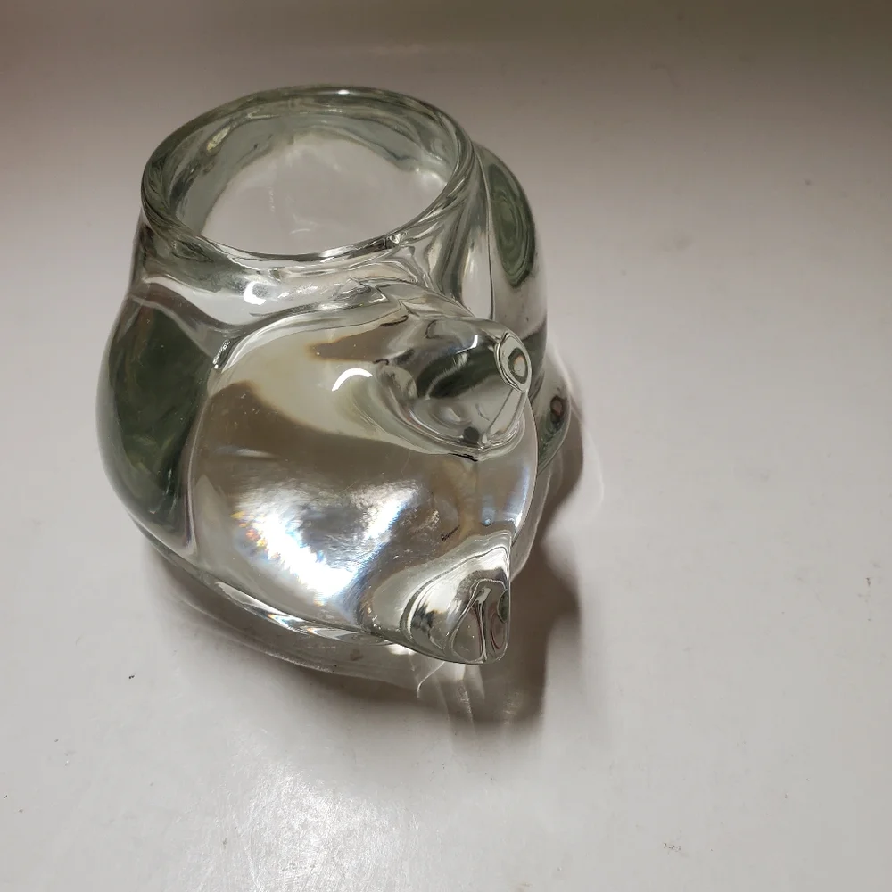Vintage‎ Indiana Glass Sleeping Kitty Cat Votive Candle Holder Cottagecore Cozy